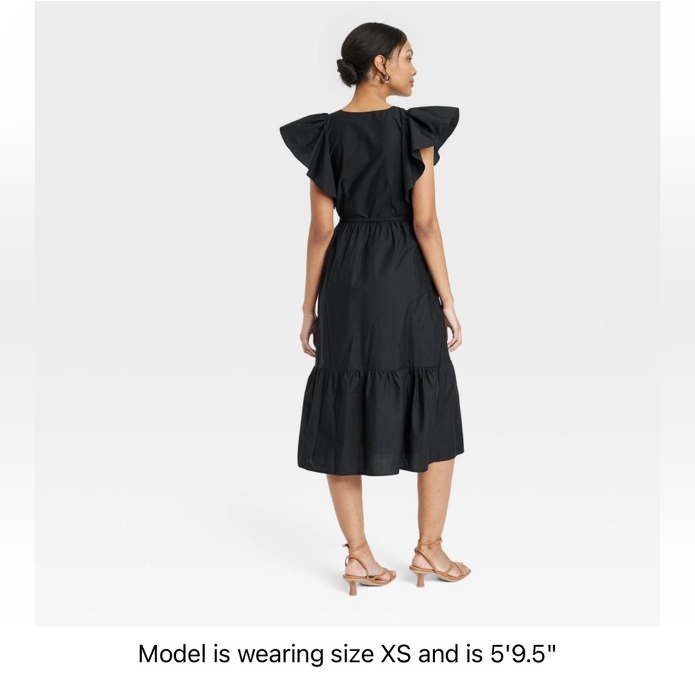 Women's Flutter Short Sleeve Poplin Tiered
Midi Dress - A New Day™ Black… - Picture 2 of 3